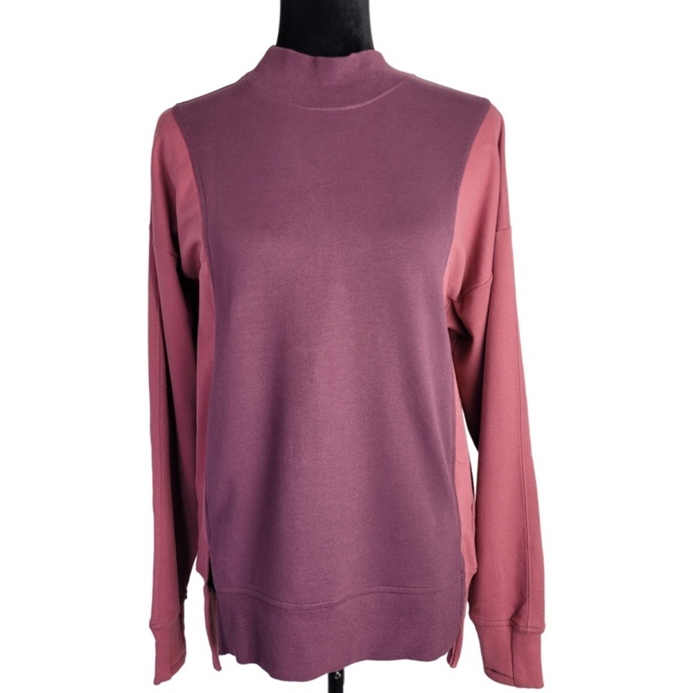 ✅ NWOT Athleta Ladies Color Block Sweatshirt maroon red Size M